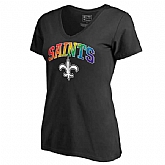 Women's New Orleans Saints NFL Pro Line by Fanatics Branded Black Plus Sizes Pride T-Shirt,baseball caps,new era cap wholesale,wholesale hats